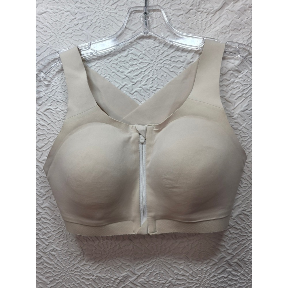 Lululemon Enlite Front Zip Sports Bra Women 34D White Opal Good High Support Run